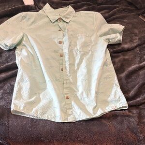Casual Mint Green Button-Down Shirt for Men